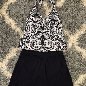 Lands End two piece swim suit, with swim skirt